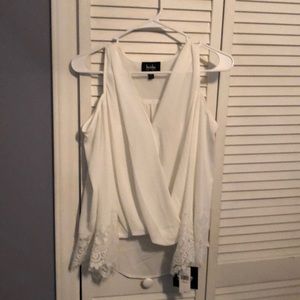 White open shoulder blouse